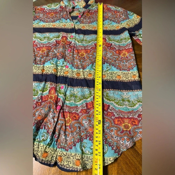 Antica Sartoria Italy Cotton Button Up Shirt Size 2 US Medium Boho Artsy - Picture 5 of 8